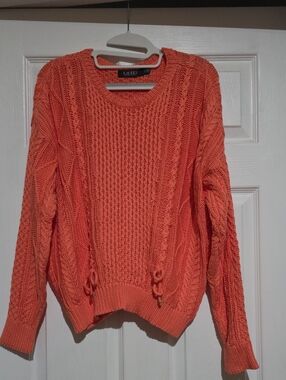 Lauren Ralph Lauren Coral Cable-Knit Crewneck‎ Sweater